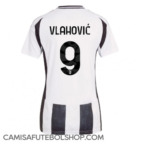 Camisa de time de futebol Juventus Dusan Vlahovic #9 Replicas 1º Equipamento Feminina 2024-25 Manga Curta